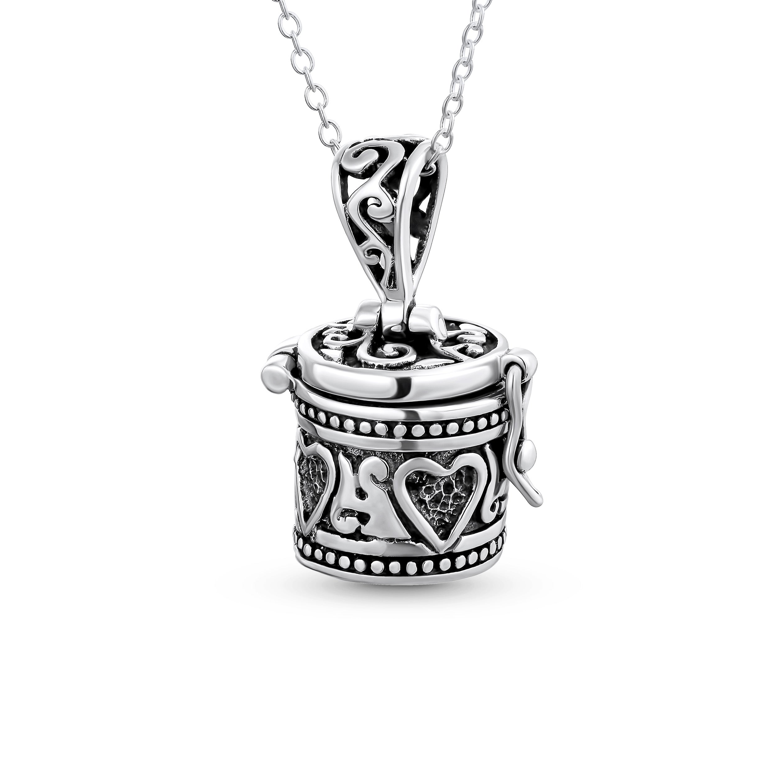 silver-poison-prayer-locket-pendant_sstr-pbrd12-az-11 Vintage-Style Heart Prayer Box Locket Necklace Pendant .925 Sterling Silver - Image 1