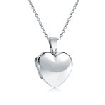 Simple Keepsake Puff Heart Shaped Photo Locket Necklace Pendant .925 Sterling Silver