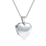 Simple Keepsake Puff Heart Shaped Photo Locket Necklace Pendant .925 Sterling Silver