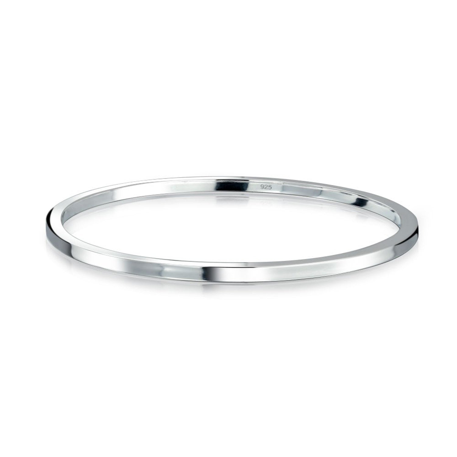 silver-polished-stackable-thin-bangle_appl-jb-140476-az_1 Classic Plain Solid 2MM Flat Edge Stackable .925 Sterling Silver Bangle Bracelet - Image 1