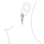 Bridal Wedding Dangle Earrings Crystal Flower Bow Chandelier Pink or Silver - Image 6