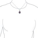 Southwest Style Oval Cabochon Multicolor Purple Turquoise Medallion Pendant Necklace Oxidized Sterling Silver - Image 3