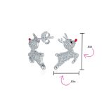 Delicate CZ Stud Earrings: Sterling Silver Rudolph Reindeer with Red Nose - Image 4