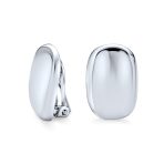 Geometric Rectangular Clip-On Earrings in Sterling Silver for Non-Pierced Ears