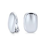 Geometric Rectangular Clip-On Earrings in Sterling Silver for Non-Pierced Ears