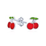 Watermelon Apple Pineapple Cupcake Strawberry Cherry Enamel Stud Earrings - Image 3