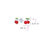 Set of 2 Small Summer Fruit Red Strawberry Cherry Stud Earrings Sterling Silver - Image 4