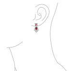 Cocktail Leaf Motif Cubic Zirconia Black White CZ Chandelier Clip-On Earrings - Image 13