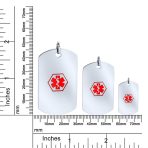 Pre-Medical ID Diabetic Dog Tag Pendant Necklace Silver Tone Stainless Steel - Image 3