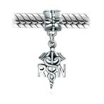 RN Nurse Hat Caduceus Dangle Charm Bead Sterling Silver for European Bracelet - Image 2