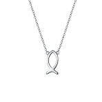 Dainty Ichthys Pendant Necklace & Stud Earrings - Sterling Silver Jewelry Set - Image 2