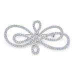 Fashion Statement Large Swirl Cubic Zirconia Art Deco Style Infinity Brooch Scarf Pin Silver Plated