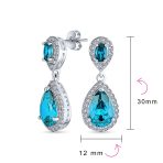 Cubic Zirconia Pave CZ Halo Pear Shaped Teardrop Dangle Statement Earrings - Image 16