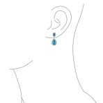 Cubic Zirconia Pave CZ Halo Pear Shaped Teardrop Dangle Statement Earrings - Image 12