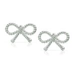 Simple Thin Twist Rope Cable Ribbon Bow Stud Earrings Rose Gold Plated Silver - Image 3