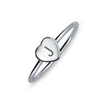 Tiny Blank Heart Shape for Initial Monogram Signet Ring .925 Sterling Silver - Image 8