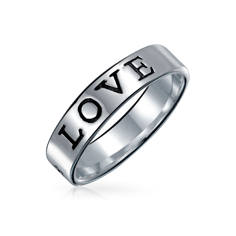 silver-ring-band-love-waits_pmr-r12117xbl_1_1 Sentimental Word Engraved LOVE WAITS Purity Ring Band Sterling Silver - Image 1