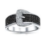 Trendy Fashion Cocktail Statement Ring with Black CZ and Pave Cubic Zirconia - Image 2