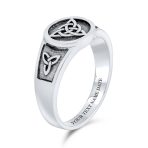 Ancient Viking Celtic Infinity Trinity Knot Triquetra Signet Ring Oxidized .925 Sterling Silver - Image 3