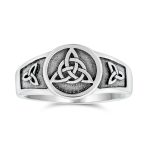 Ancient Viking Celtic Infinity Trinity Knot Triquetra Signet Ring Oxidized .925 Sterling Silver