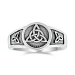 Ancient Viking Celtic Infinity Trinity Knot Triquetra Signet Ring Oxidized .925 Sterling Silver