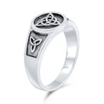 Ancient Viking Celtic Infinity Trinity Knot Triquetra Signet Ring Oxidized .925 Sterling Silver - Image 2