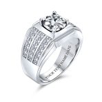 3 Row Pave Band with 3CT Cubic Zirconia CZ Solitaire Statement Ring Silver Plated - Image 5