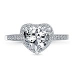 3CT Cubic Zirconia Halo Solitaire Heart Shaped Engagement Ring Pave CZ Band .925 Sterling Silver - Image 2