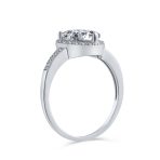 3CT Cubic Zirconia Halo Solitaire Heart Shaped Engagement Ring Pave CZ Band .925 Sterling Silver - Image 3