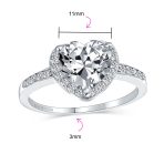 3CT Cubic Zirconia Halo Solitaire Heart Shaped Engagement Ring Pave CZ Band .925 Sterling Silver - Image 5