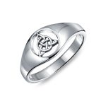 Unisex Viking Celtic Infinity Trinity Knot Triquetra Signet Ring .925 Sterling Silver
