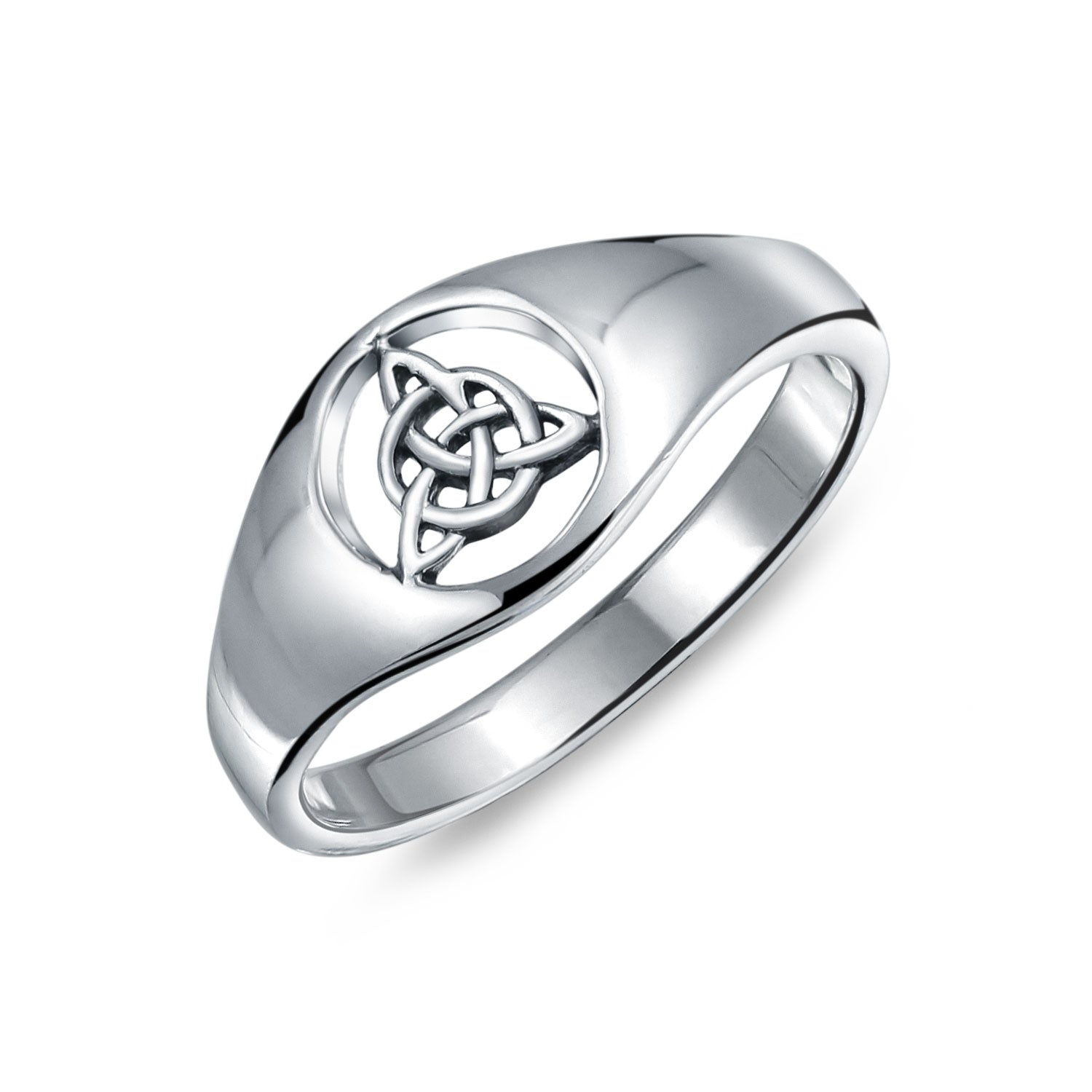 silver-ring-open-celtic-knot_ps-tri877 Unisex Viking Celtic Infinity Trinity Knot Triquetra Signet Ring .925 Sterling Silver - Image 1