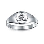 Unisex Viking Celtic Infinity Trinity Knot Triquetra Signet Ring .925 Sterling Silver - Image 2