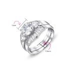 2CT Round Solitaire CZ Baguette Band Statement Ring Set - Image 4