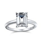 2.5CT Cubic Zirconia Emerald Cut CZ Solitaire Engagement Ring Sterling Silver