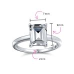 2.5CT Cubic Zirconia Emerald Cut CZ Solitaire Engagement Ring Sterling Silver - Image 4