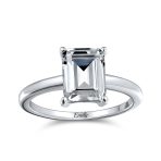2.5CT Cubic Zirconia Emerald Cut CZ Solitaire Engagement Ring Sterling Silver - Image 5