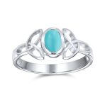 Celtic Iridescent Labradorite Stone Trinity Knot Friendship Triquetra Ring .925 Sterling Silver