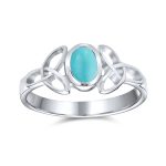 Celtic Iridescent Labradorite Stone Trinity Knot Friendship Triquetra Ring .925 Sterling Silver