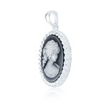 Classic Victorian Lady Portrait Cameo Pendant Necklace Sterling Silver Brooch - Image 4