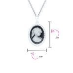Classic Victorian Lady Portrait Cameo Pendant Necklace Sterling Silver Brooch - Image 8