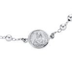 Medal Prayer Beads Virgin Mary Cross Rosary Bracelet Silver - Image 2