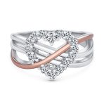 Romantic CZ Pave Cubic Zirconia Intertwined Infinity Forever Heart Promise Ring Rose Gold Sterling Silver