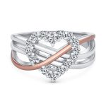 Romantic CZ Pave Cubic Zirconia Intertwined Infinity Forever Heart Promise Ring Rose Gold Sterling Silver