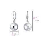 Set of 2 Round Dangle Drop Ball Earrings 6MM 8MM Leverback - Image 4