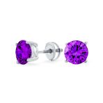 Round Brilliant Cut CZ Stud Earrings Screw Back Rose Gold Sterling Silver 5-9 MM - Image 7