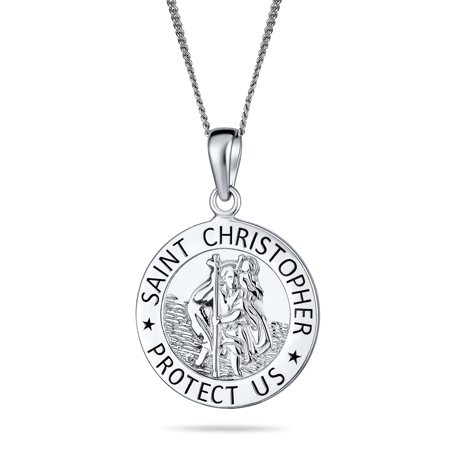 silver-saint-christopher-pendant-appl-jn-170714_1 Parton Of Safe Travel Protect Us Religious Medal Saint Christopher Pendant Necklace Sterling Silver - Image 1