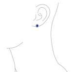 Classic Vintage Crown 1.5 CT CZ Stud Earrings Simulated Sapphire Silver Brass - Image 3