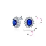 Classic Vintage Crown 1.5 CT CZ Stud Earrings Simulated Sapphire Silver Brass - Image 4