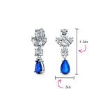 Vintage Art Deco Blue Aquamarine CZ Chandelier Clip-On Earrings Silver Plated - Image 20